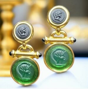 Byzantine Intaglio Gladiator Dangle Earrings